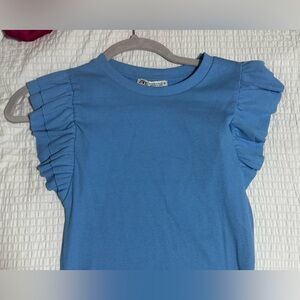 Blue ruffle top